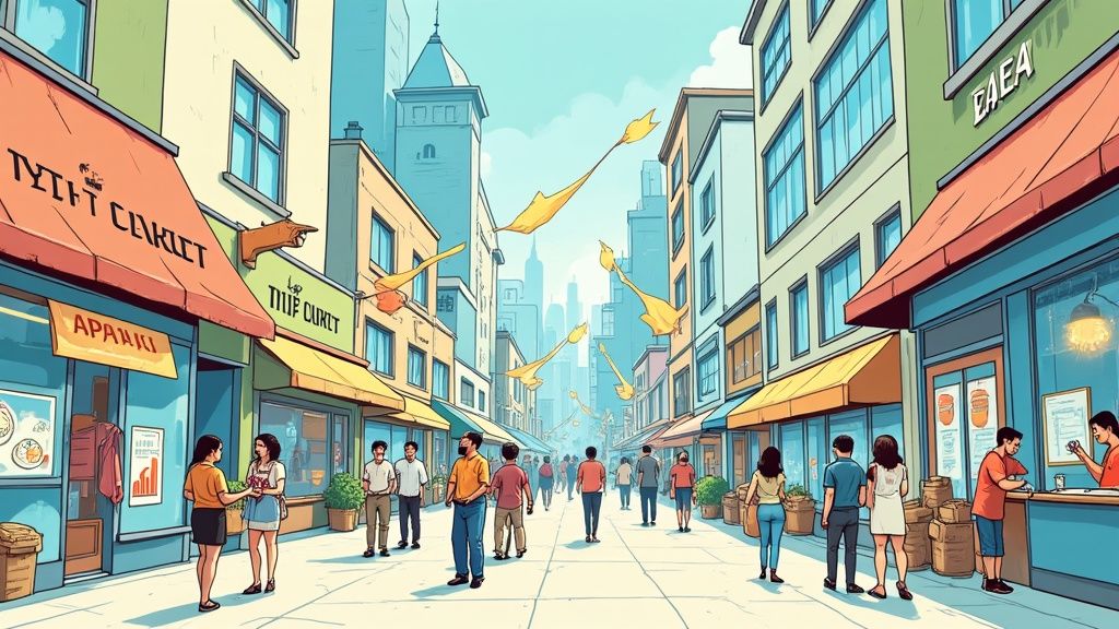 shopify storefront on busy street