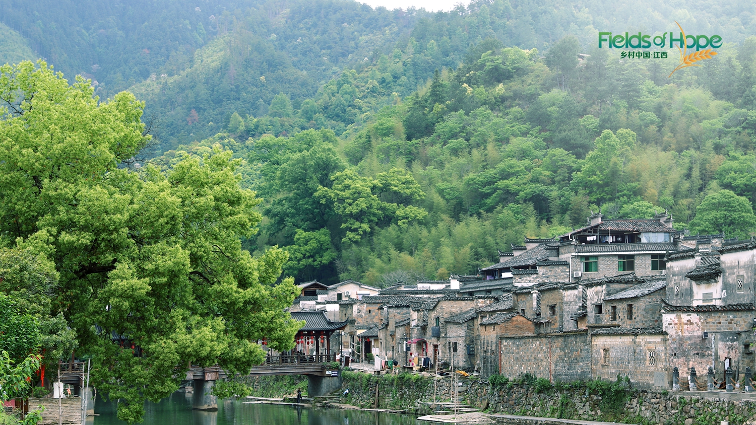 ancient town scenery mountains