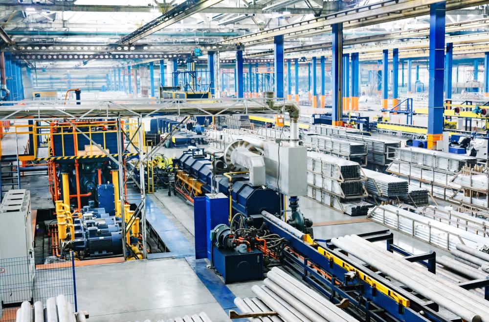 industrial construction site with production plants