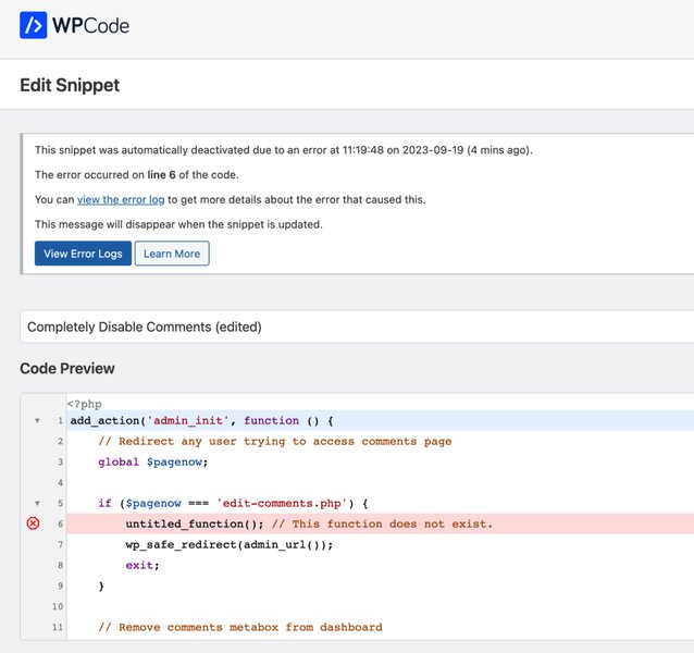 PHP code snippet showing error reporting line