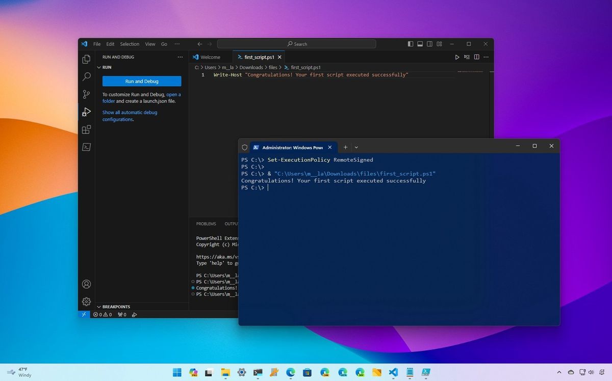 powerShell code computer screen