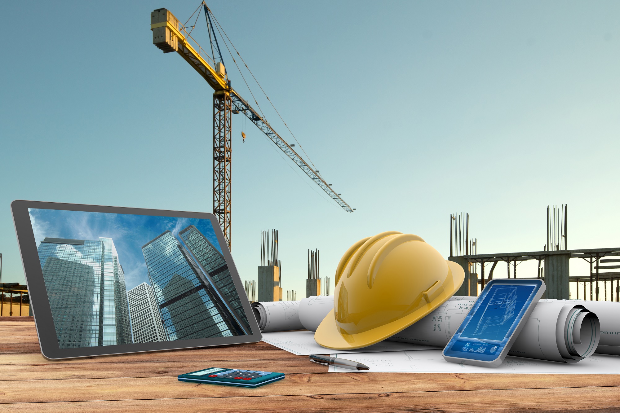 modern construction site with digital technology