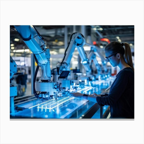 Abstract representation of AI networks in industrial automation
