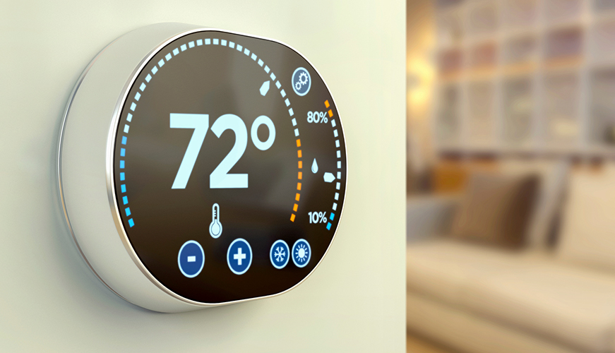 modern thermostat in home environment