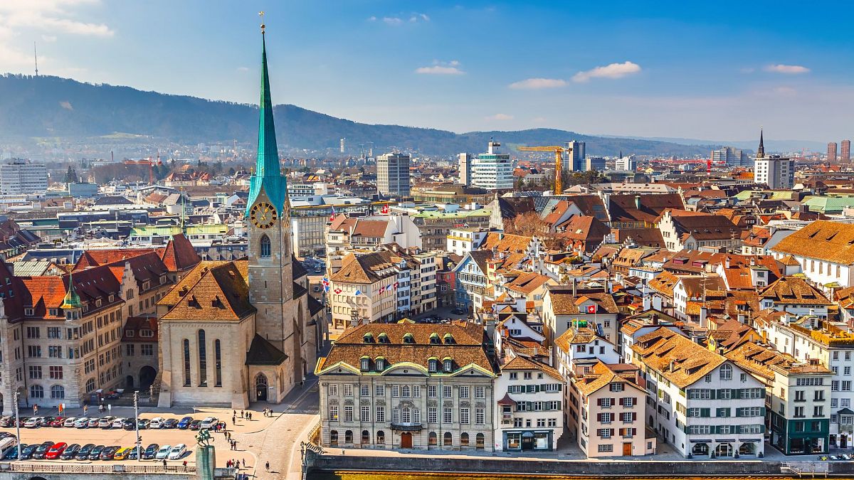 Swiss cityscape modern machines