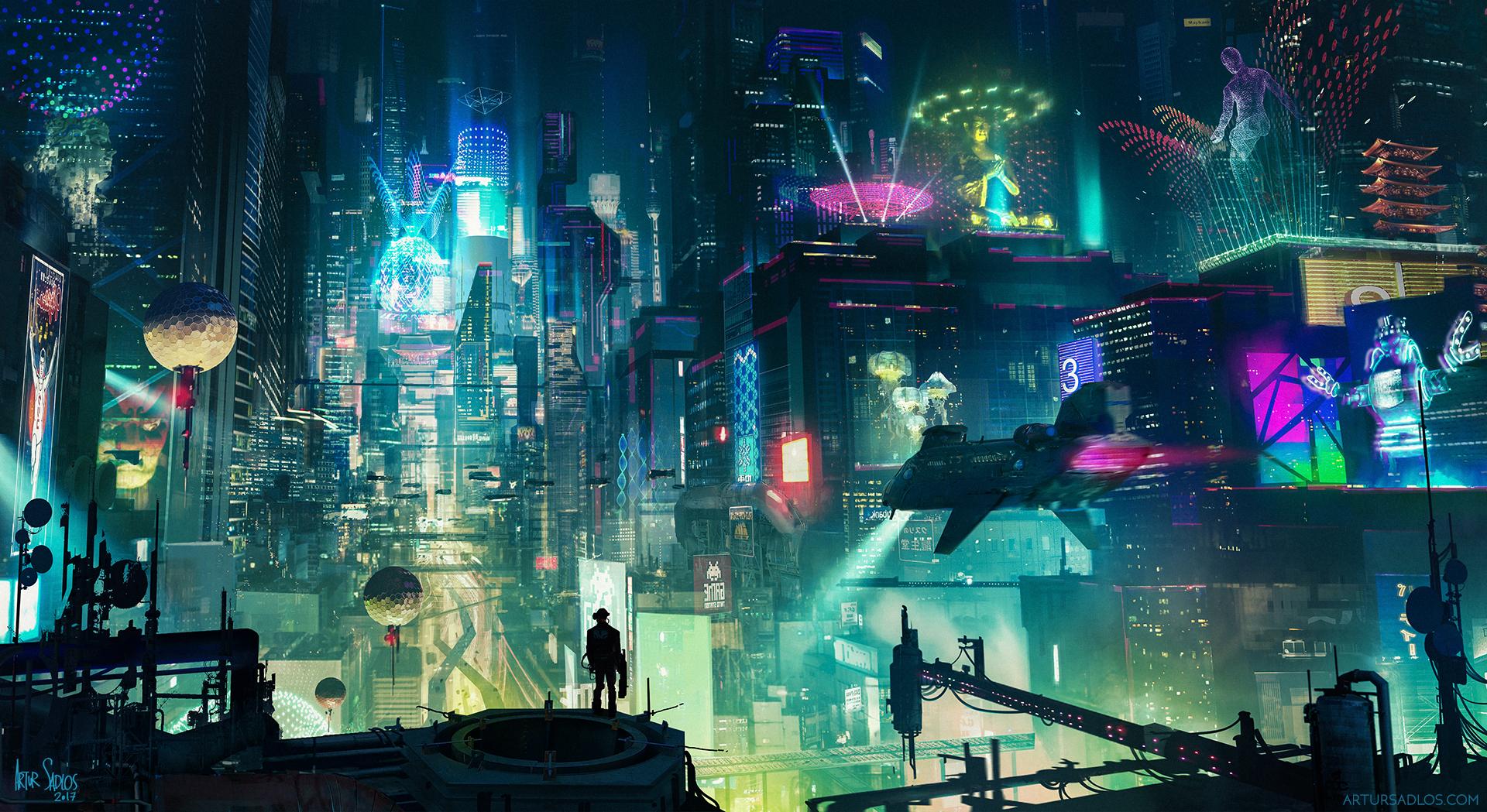 cyberpunk cityscape