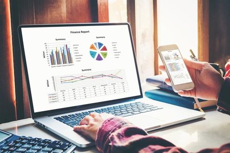 social media screens, financial charts, investor discussions