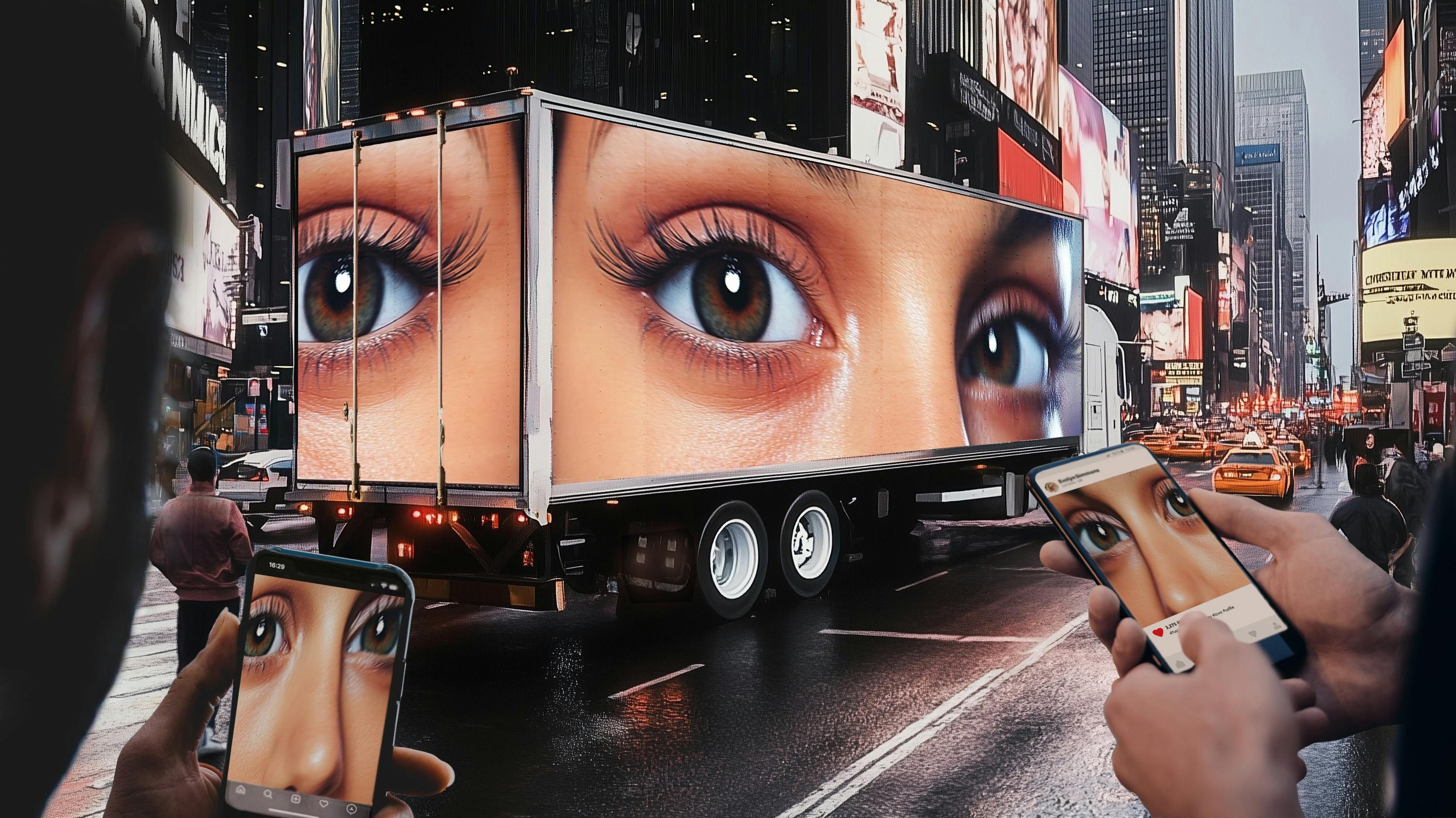 startup social media billboard scene