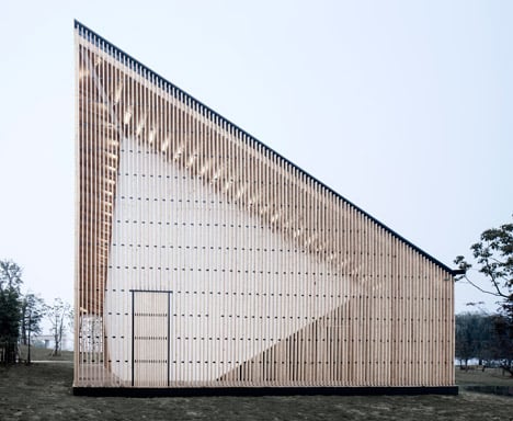 transparent wood building facade
