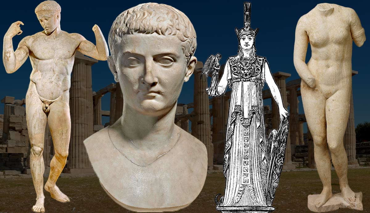 ancient philosophical texts and ancient Greek statues