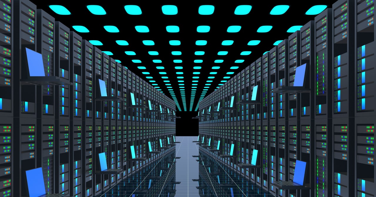 scenic view of modern server farms and innovative tech hardware