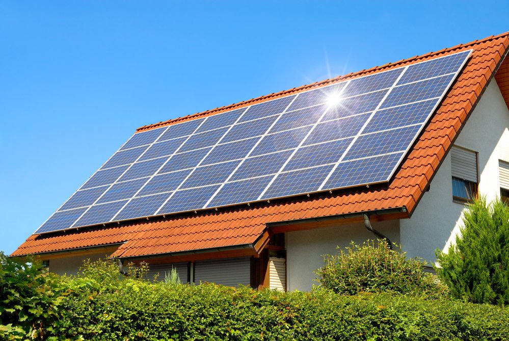 solar panels on roofs