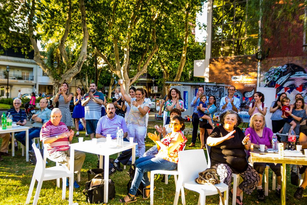 elderly social gathering urban park