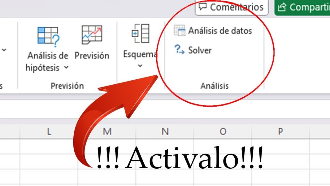 Activar complemento Solver en Excel