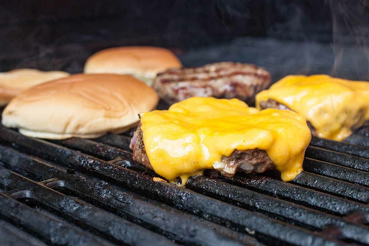 burger ingredients grilling