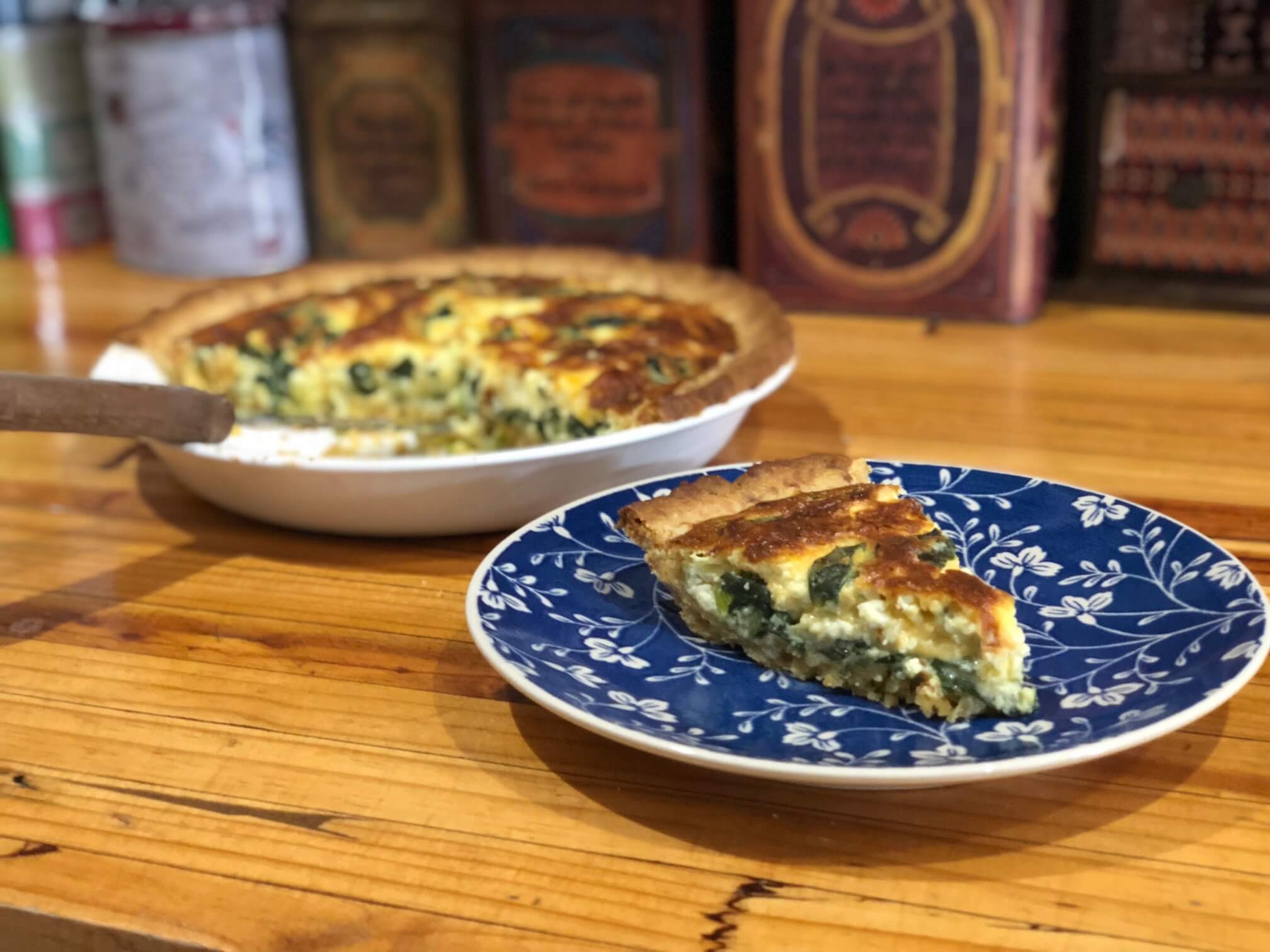 fresh spinach tart table dish