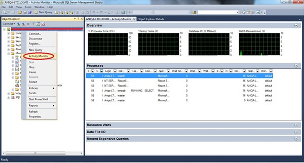SQL server database monitoring locks