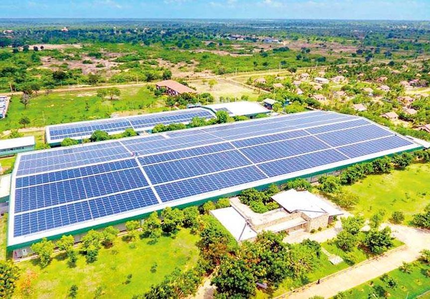 Solar panels on commercial building in Sri Lanka