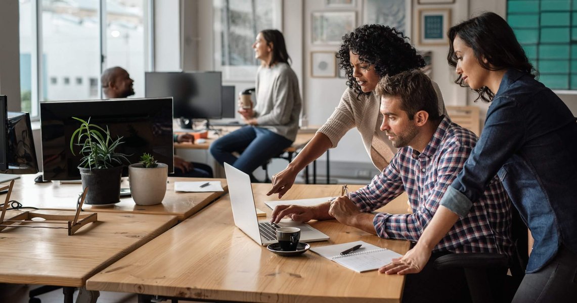 Illustration of hands working together with gears, symbolizing business growth and collaboration.