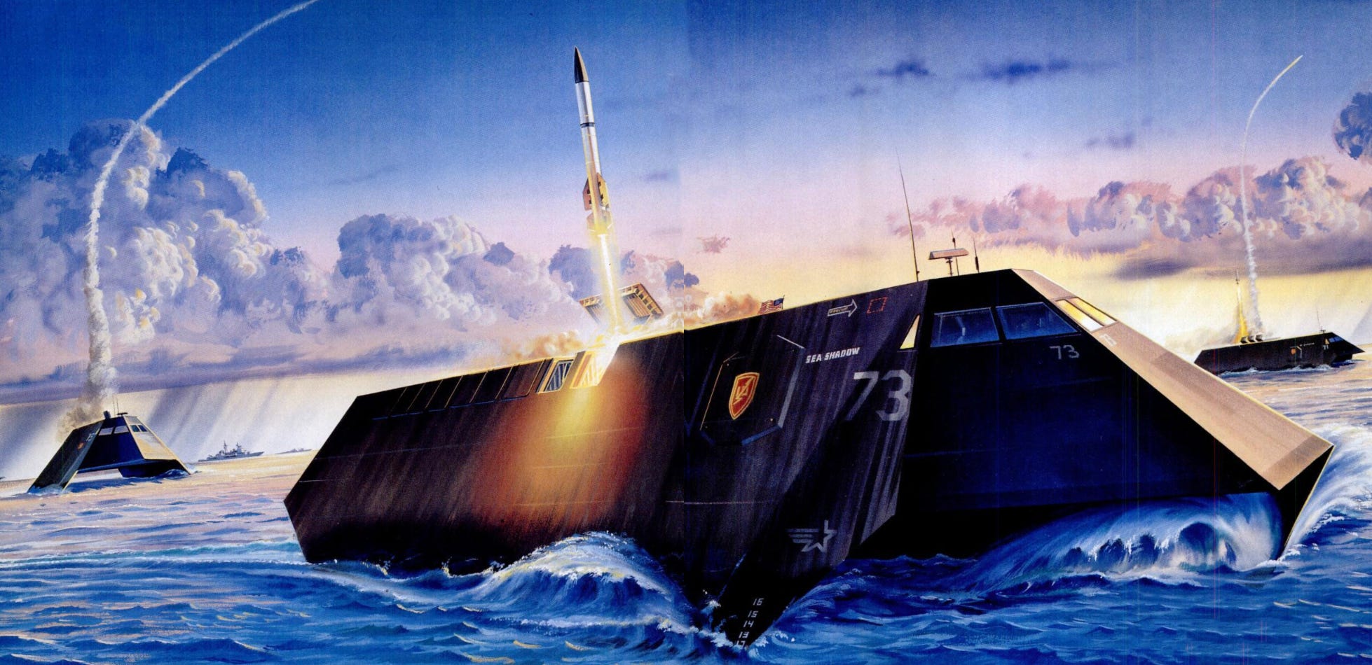 stealth ship in ocean