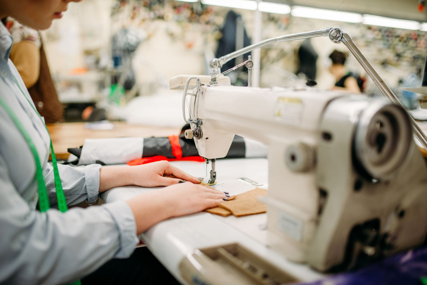 textile factory or sewing machine workshop