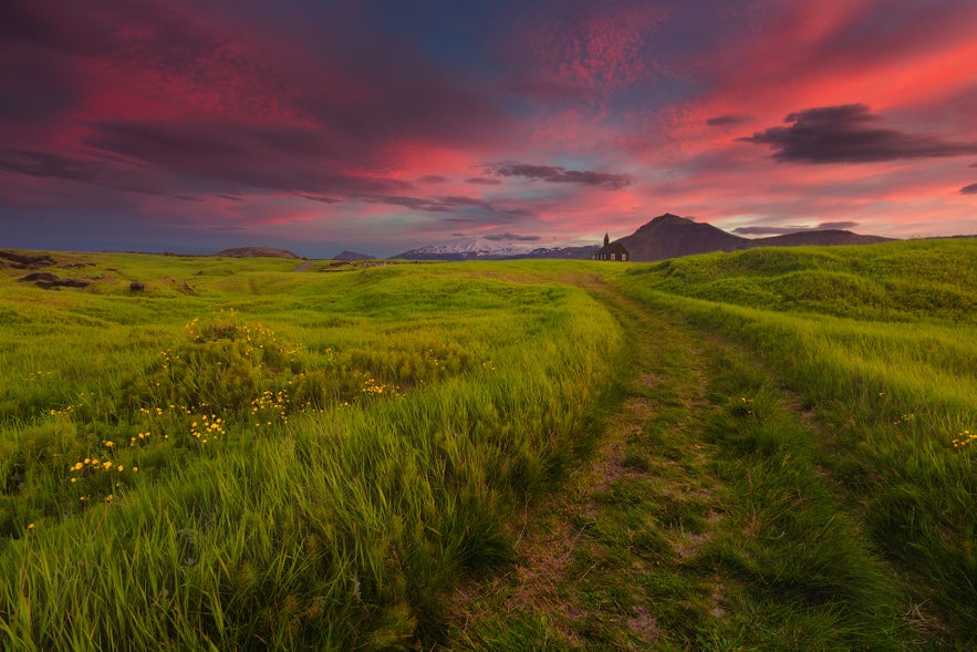 scenic landscape with code lines