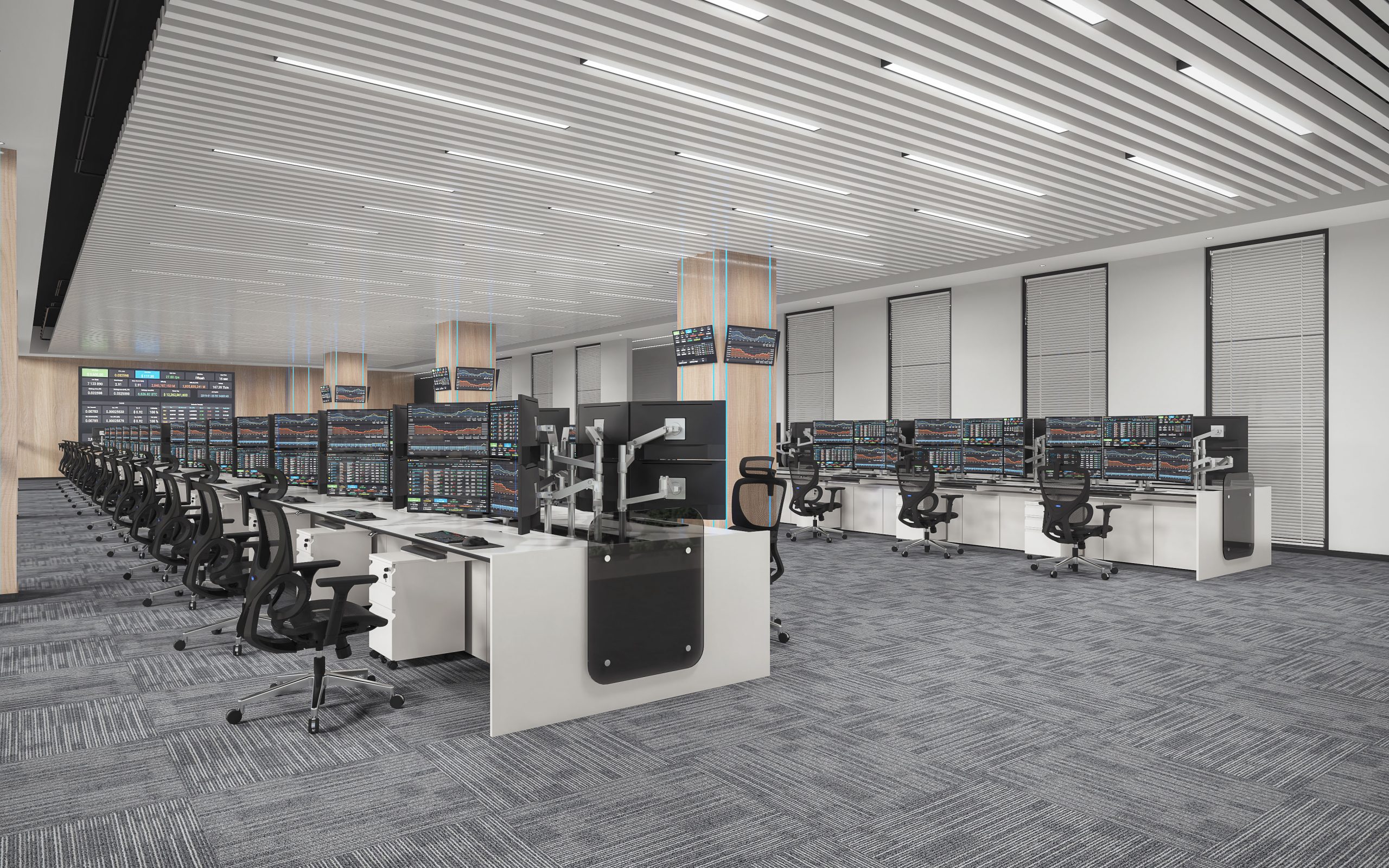 modern trading floor financial devices