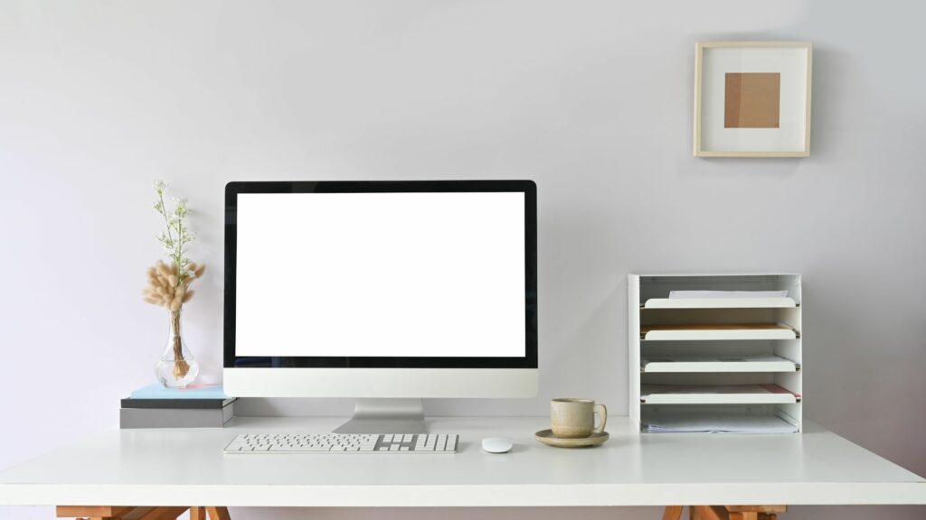 organized workspace with productivity tools