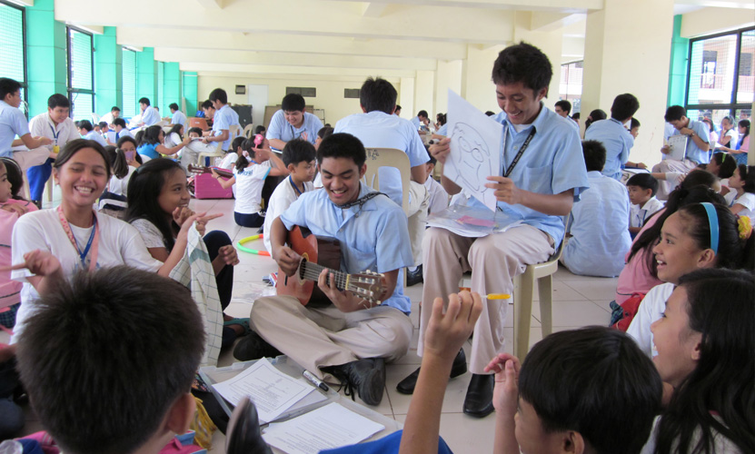 senior high school students in discussion