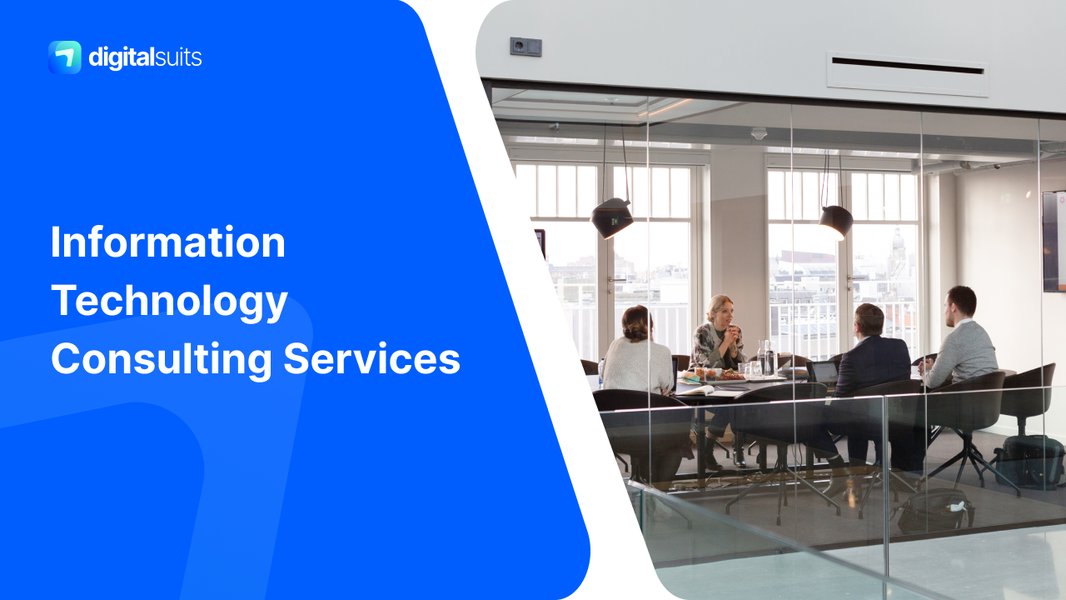 Abstract graphic representing information technology consulting services, showing interconnected digital elements.