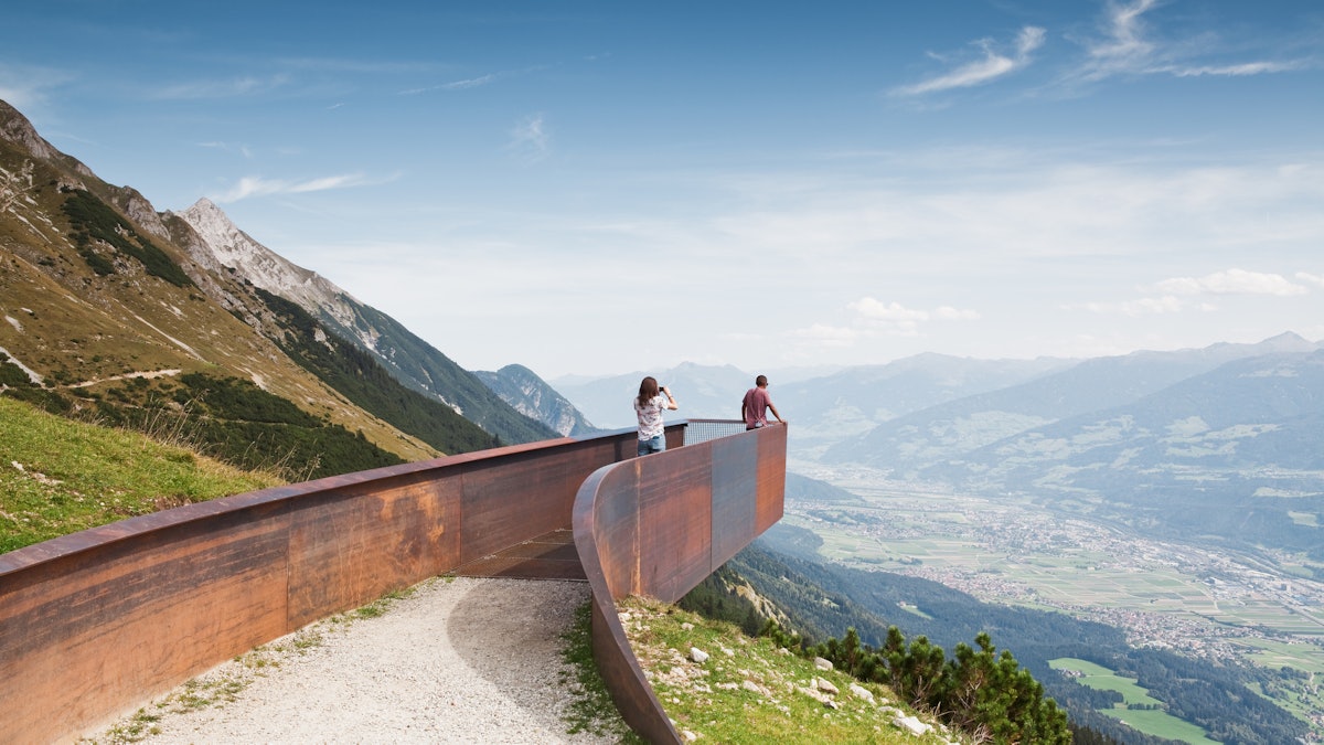 mountain landscape with structural elements