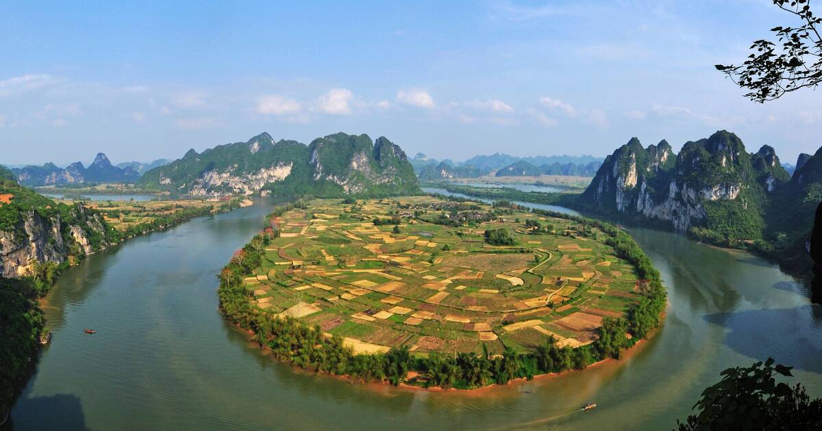 scenic landscapes with cultural symbols