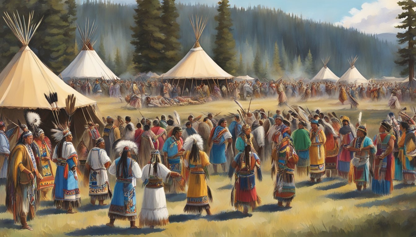 tribal ritual scene landscape
