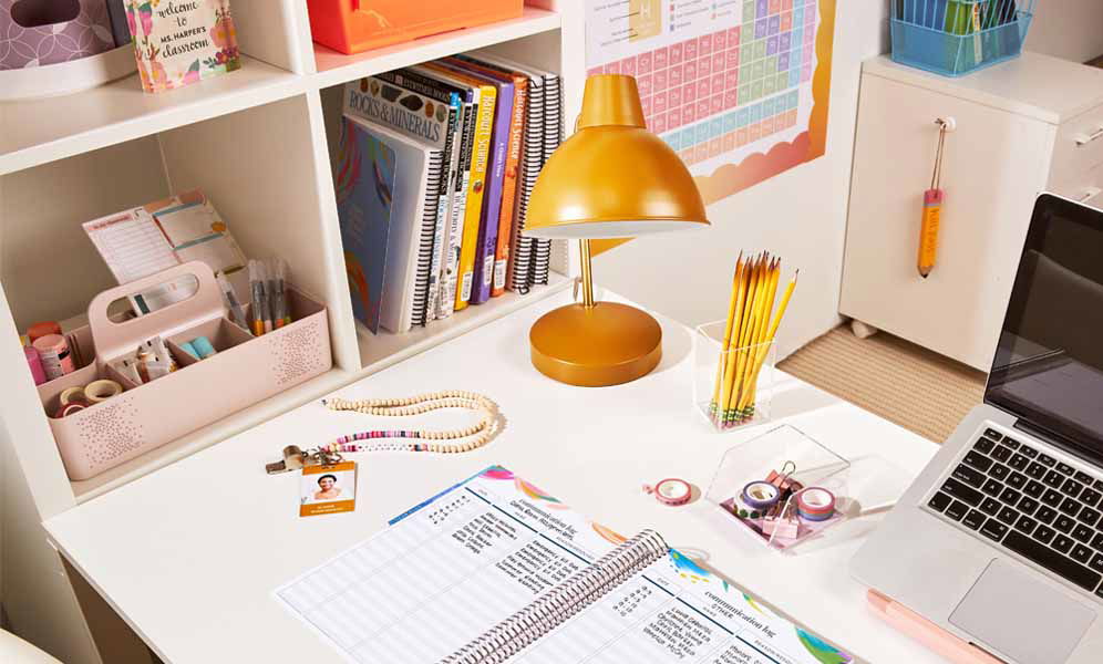 books study desk organized workspace