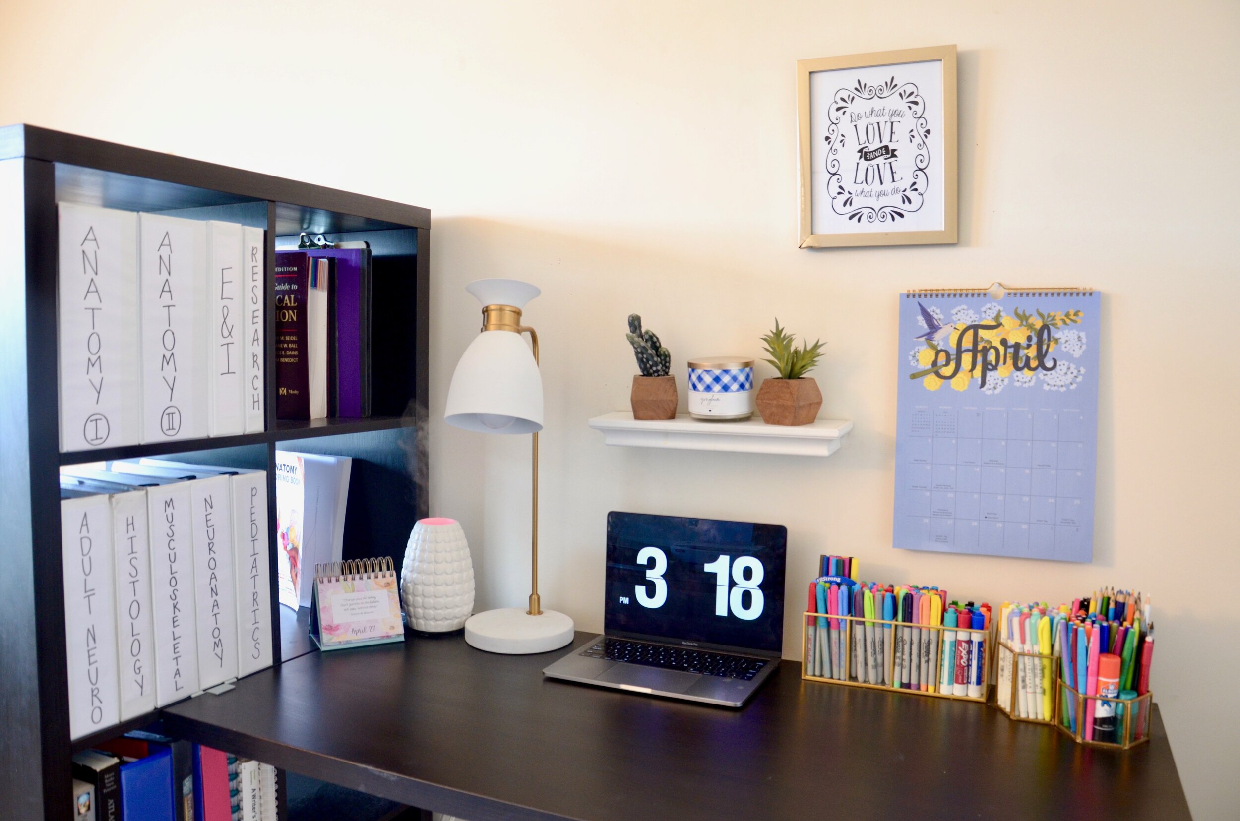 organized study desk with planner