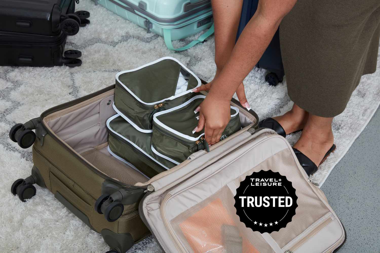 suitcase packing organized travel accessories