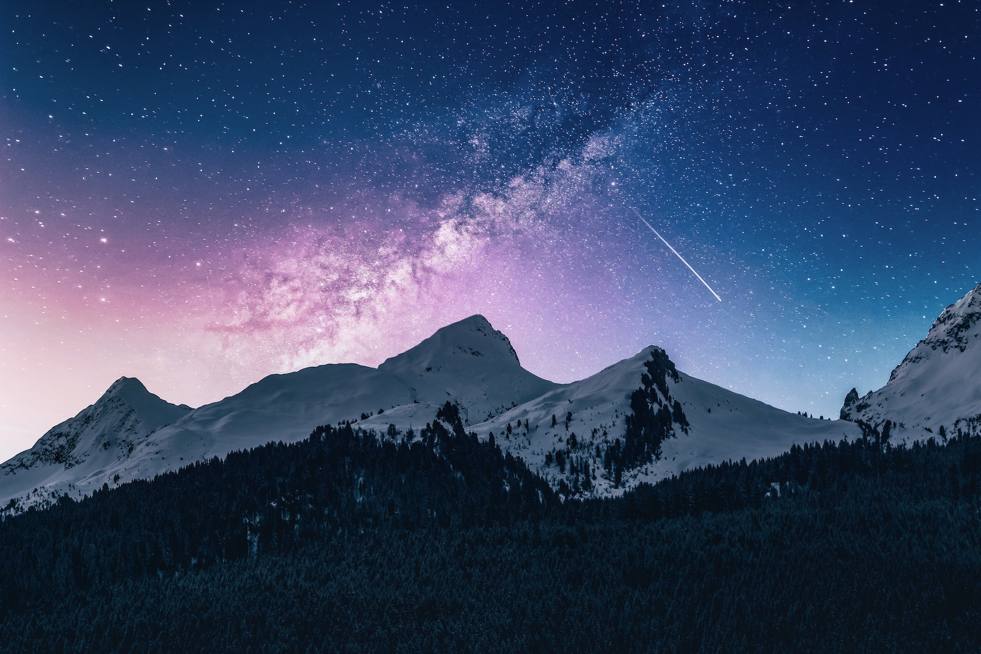 astrological sky with physical scenery