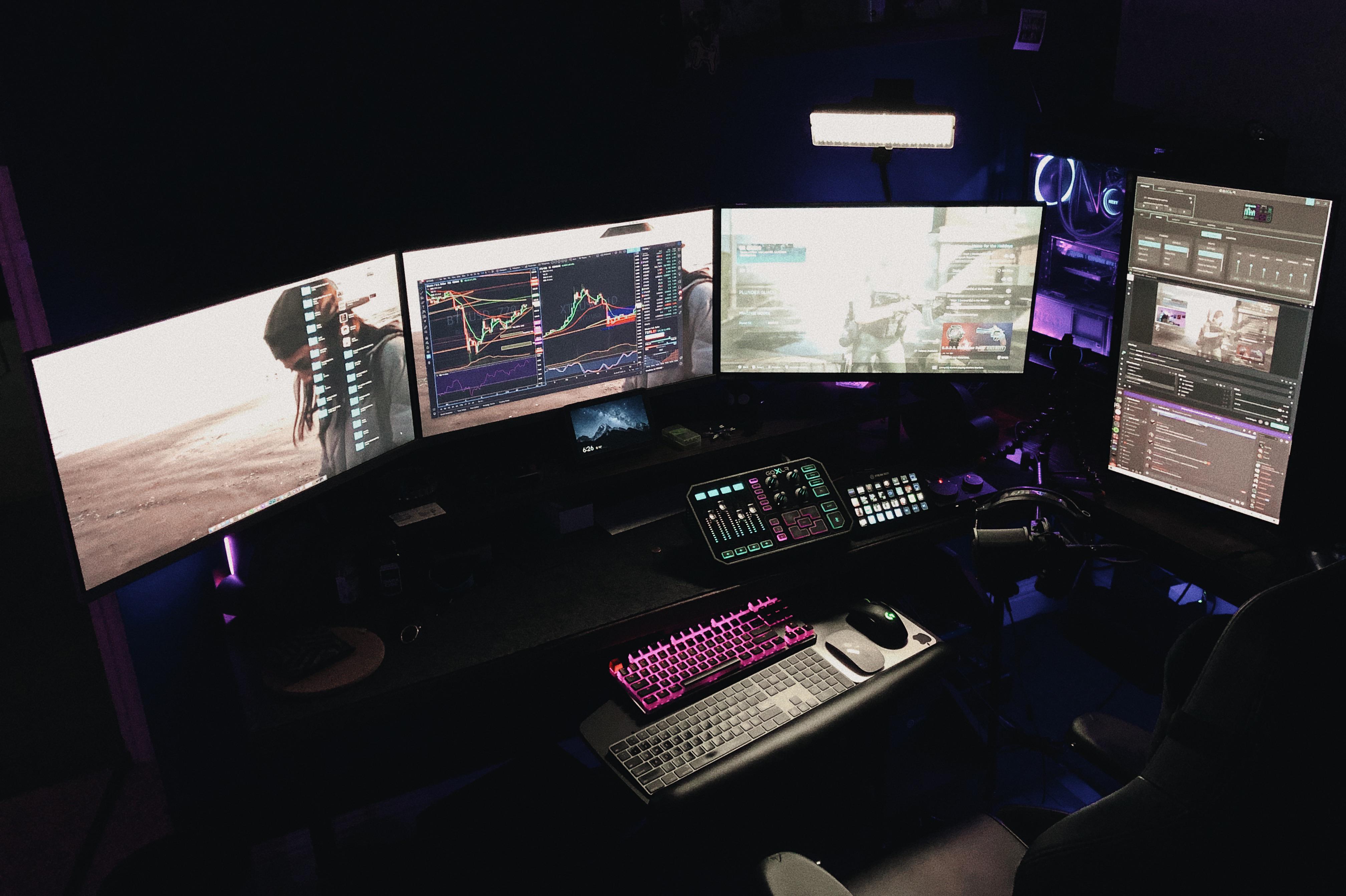 cryptocurrency trading setup on desk
