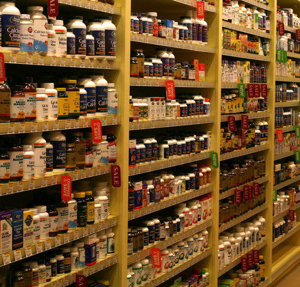 supplements on a shelf