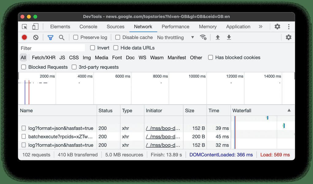 Network Panel in Chrome DevTools