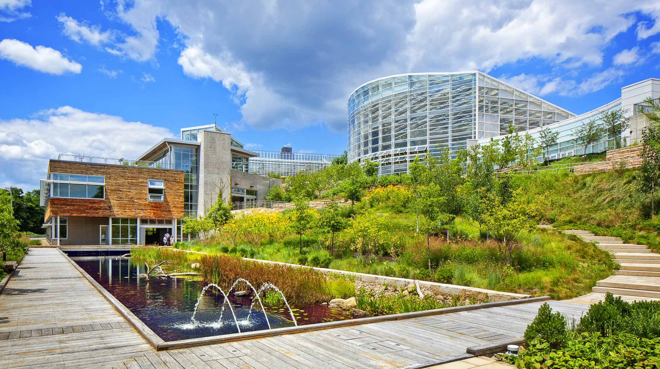 green landscapes, renewable energy installations, community gardens
