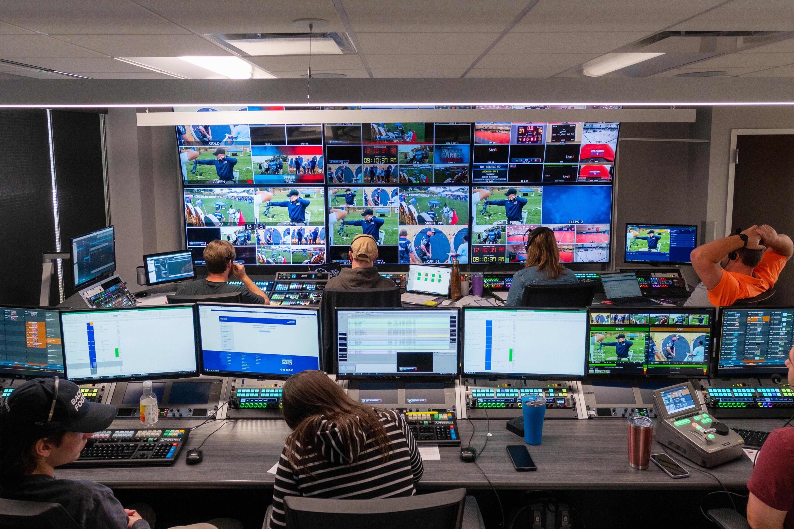 remote production studio, broadcasting equipment, rally event