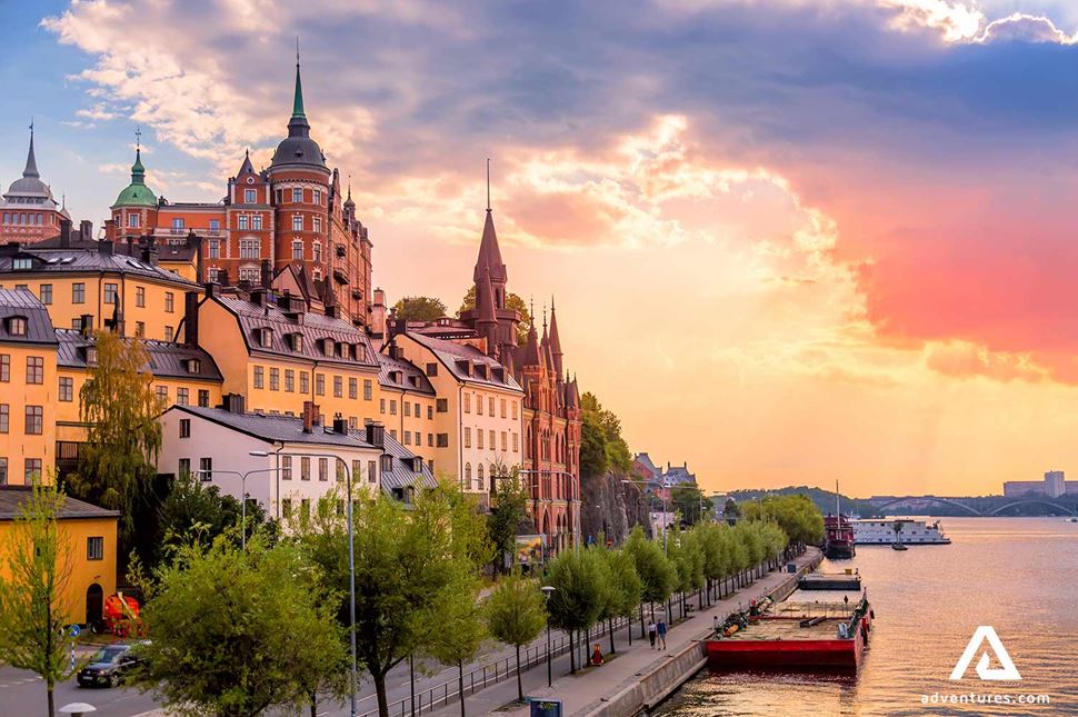 scenic views of Swedish architecture and landscapes