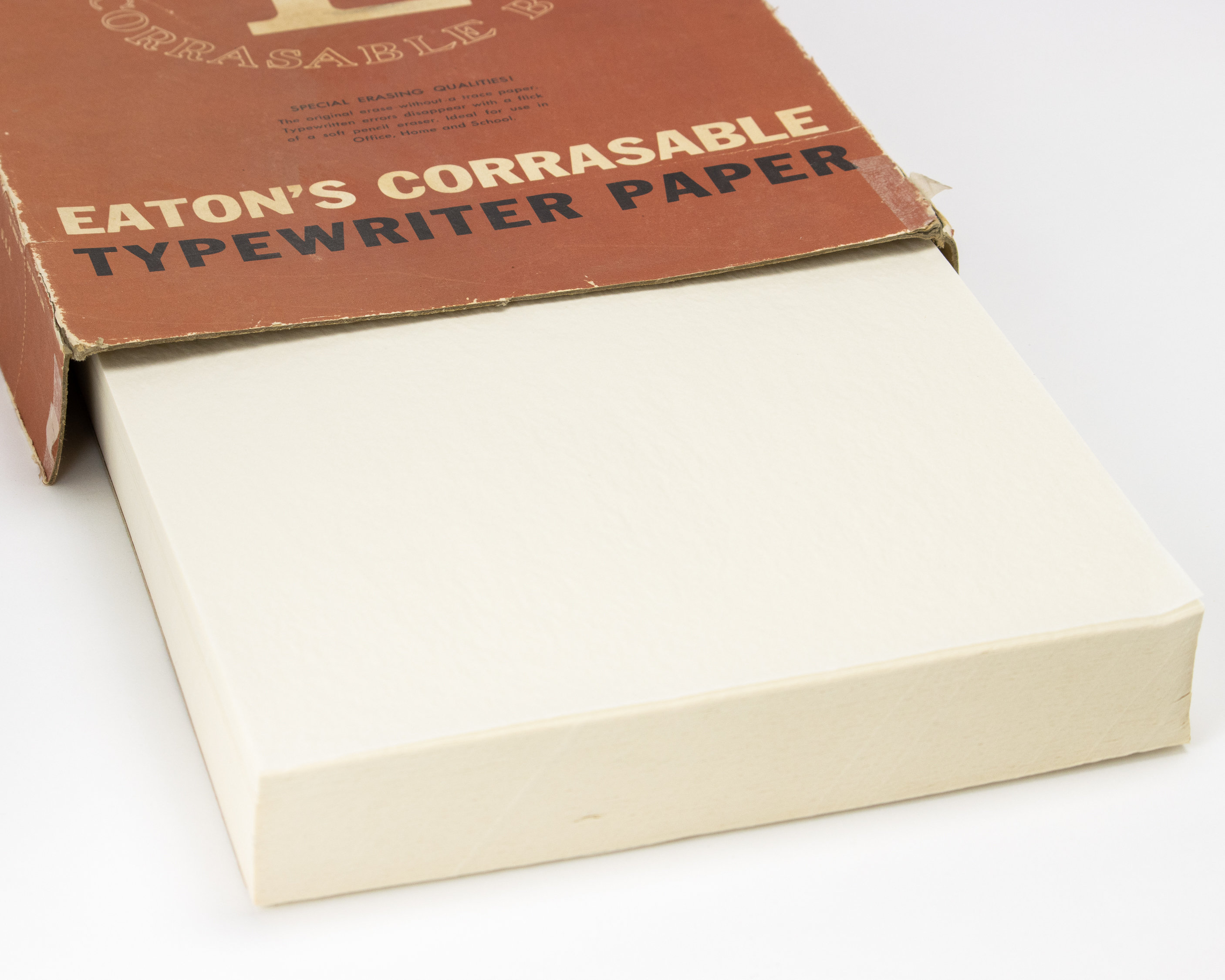 vintage typewriter paper stack light