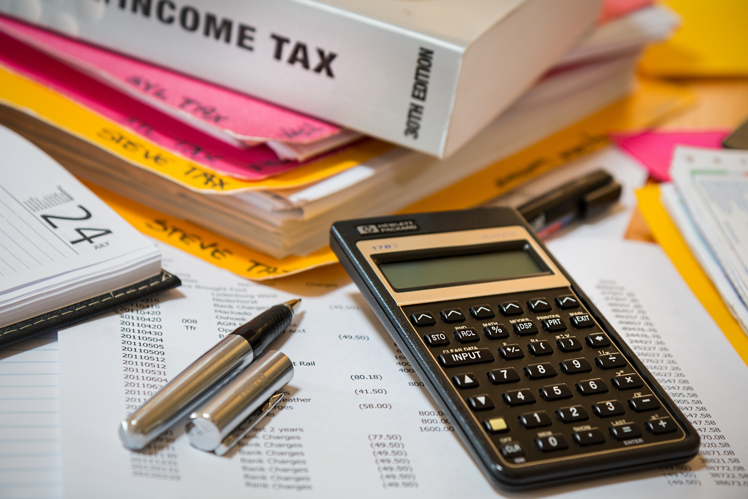 tax documents and calculation tools