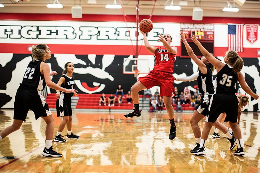 basketball court and players