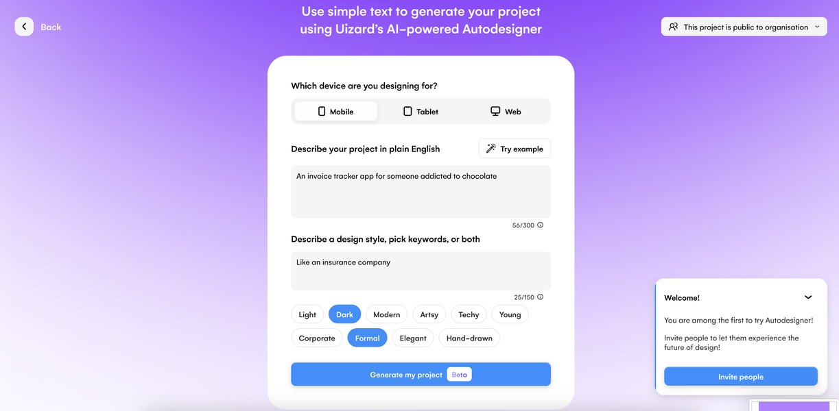 AI Generated UI Design Example
