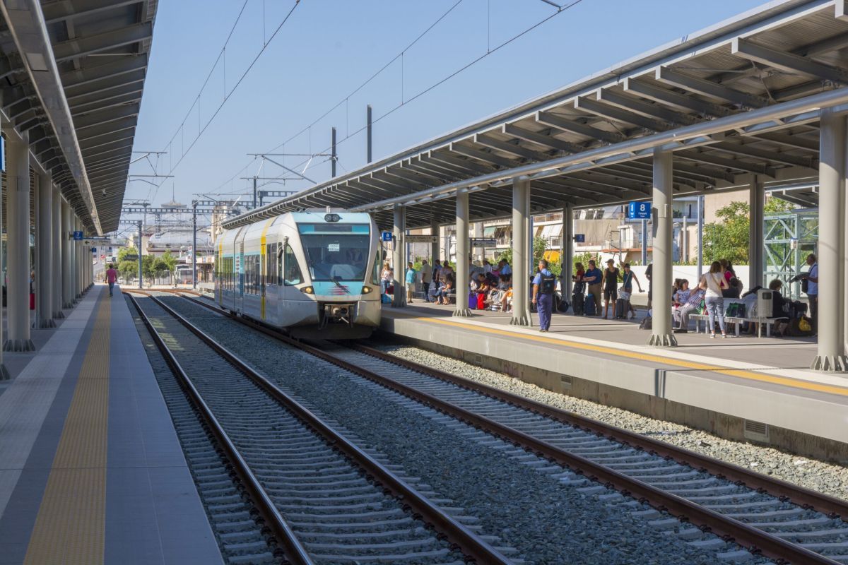 Greek train station and rail infrastructure