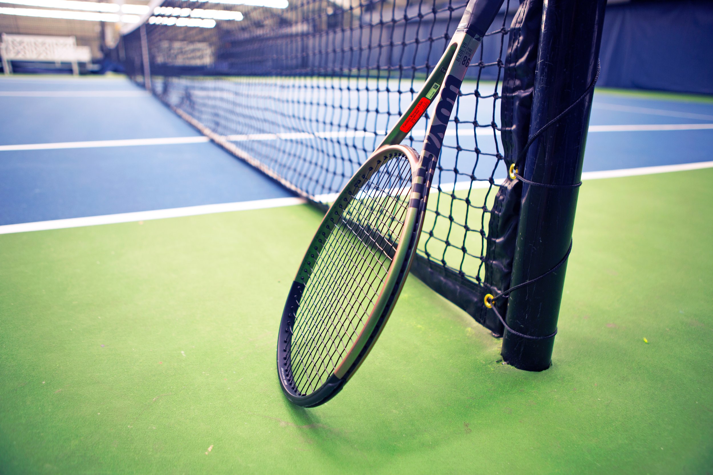 tennis court with rackets