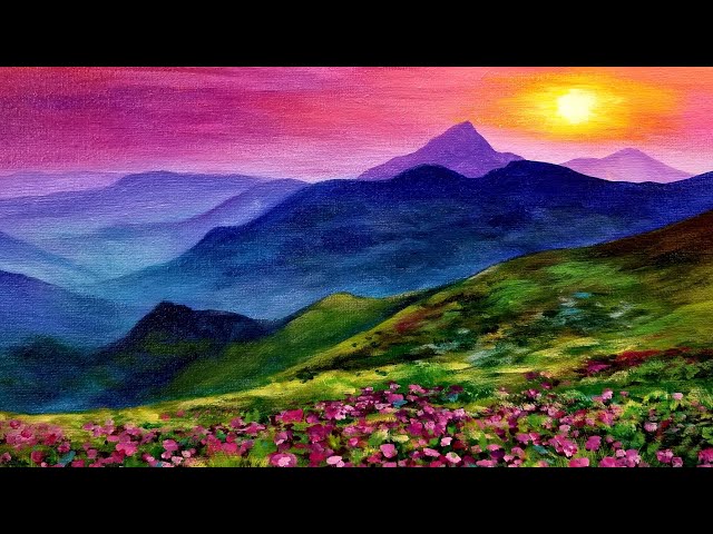 sunset landscape over hills
